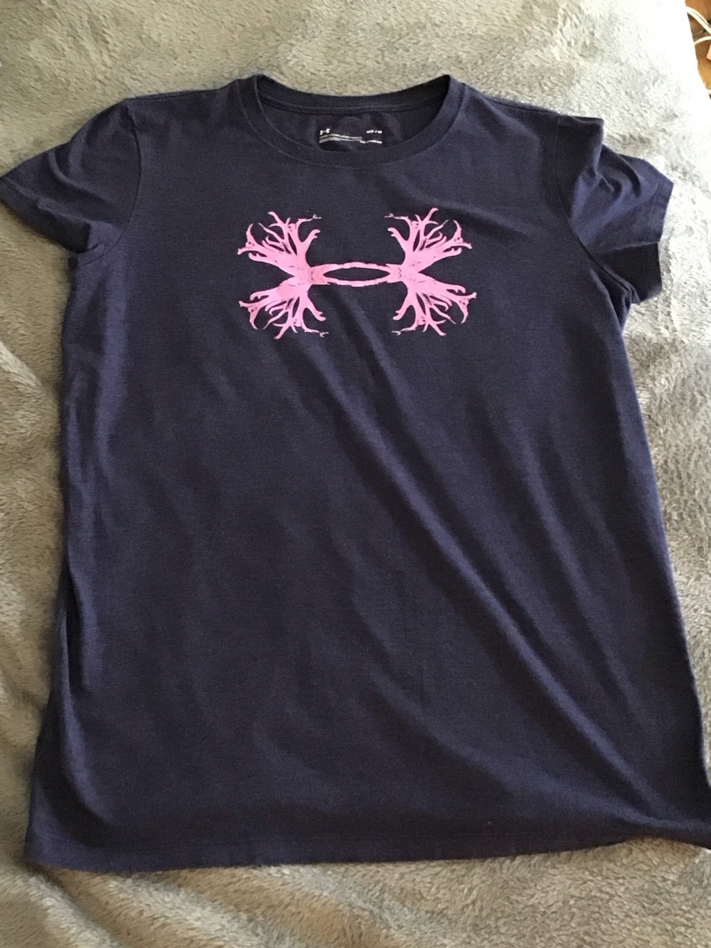 Under Armour Navy Blue Short Sleeve Tee with lavender Logo